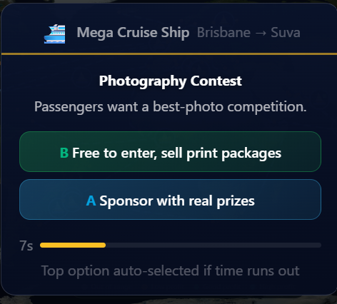 Mid-voyage choice event