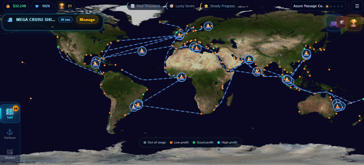 World map with live voyages